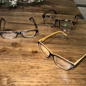 Stylish Eyewear Eyeglasses Set of 3 - Black, Brown, Gold Frames